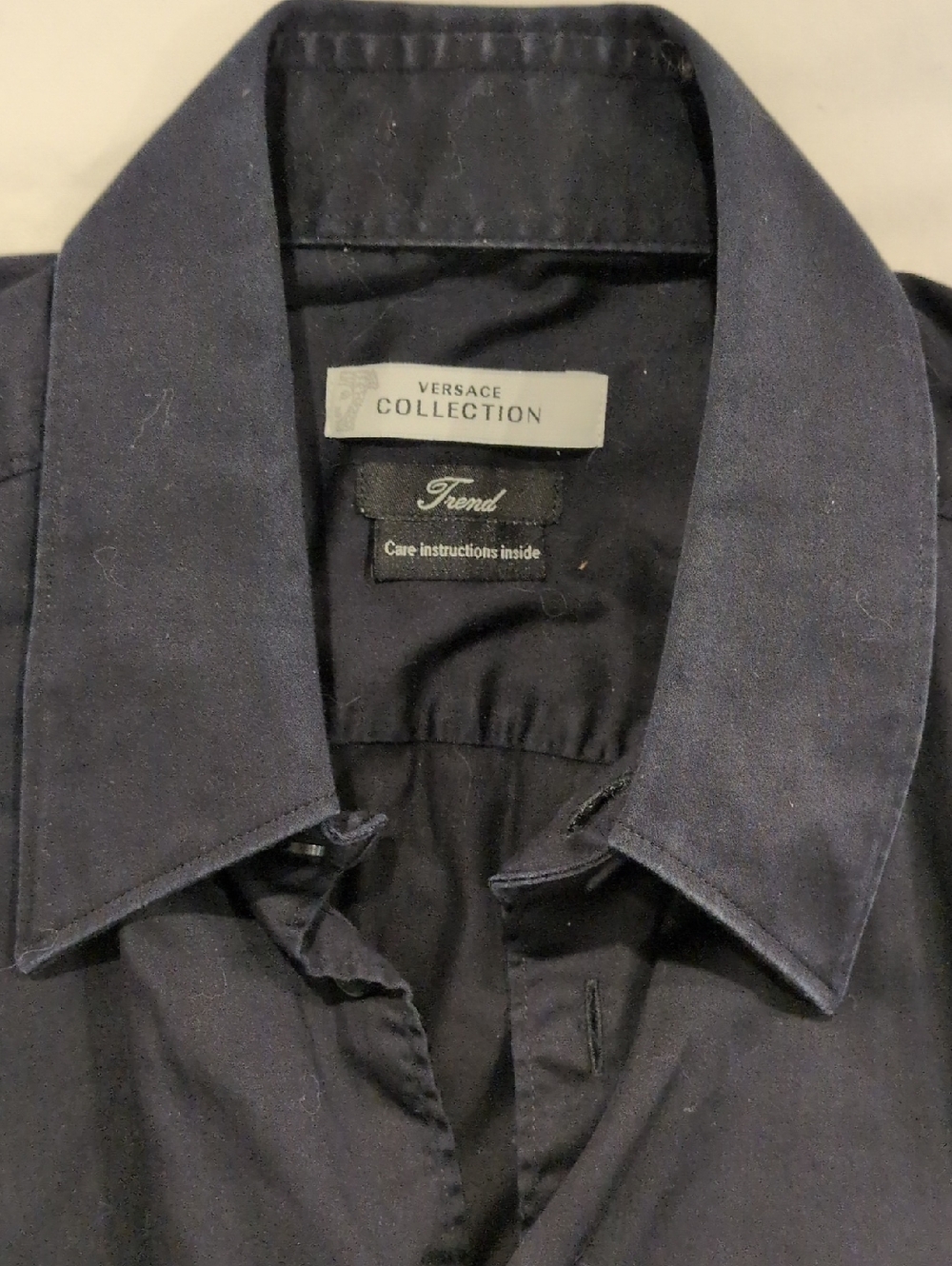 Versace Collection Black Button-Down Shirt 38 Neck 15